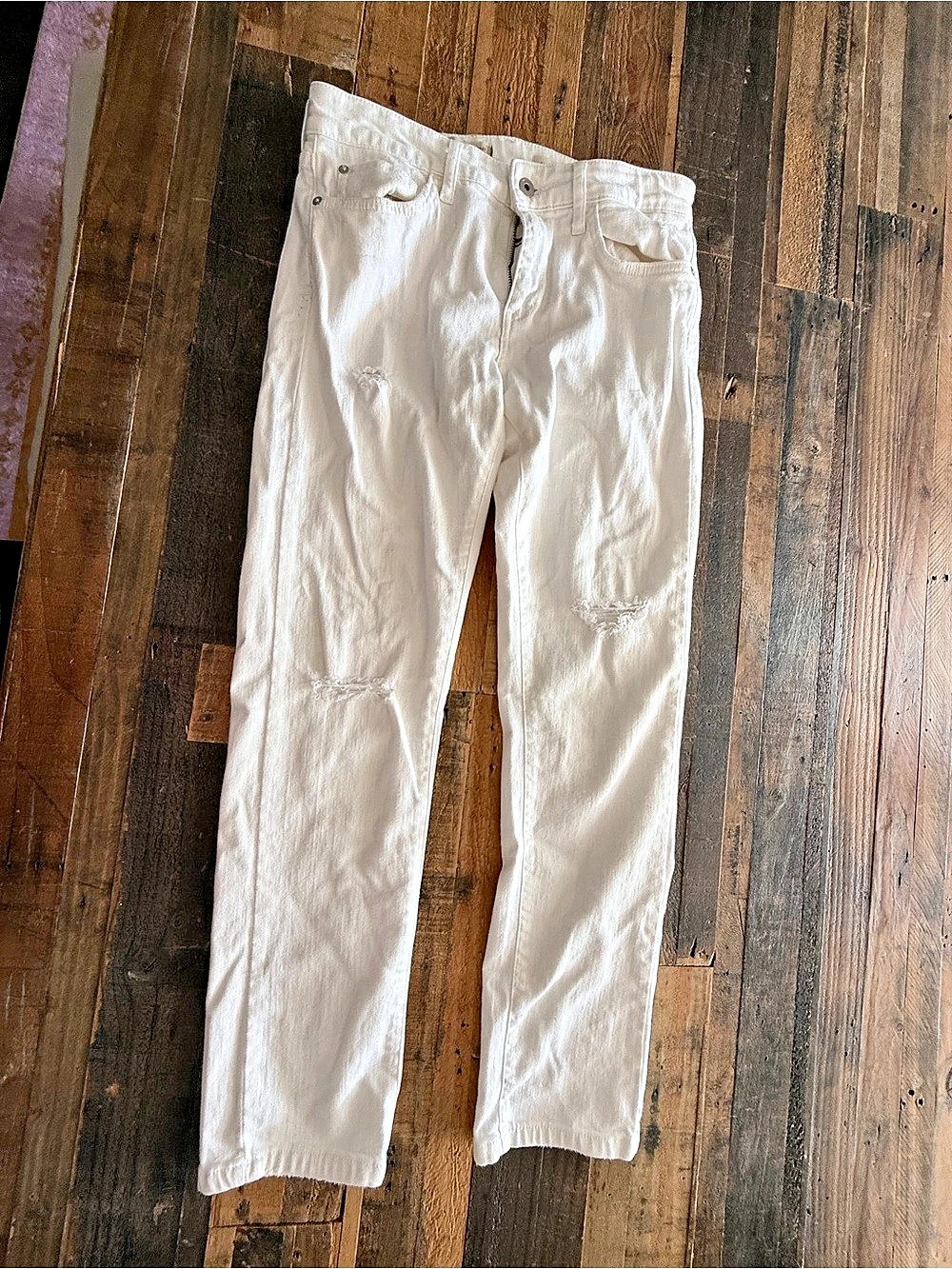 Pilcro Slim Boyfriend White Skinny Jeans Waist 27